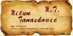 Milun Tanasković vizit kartica